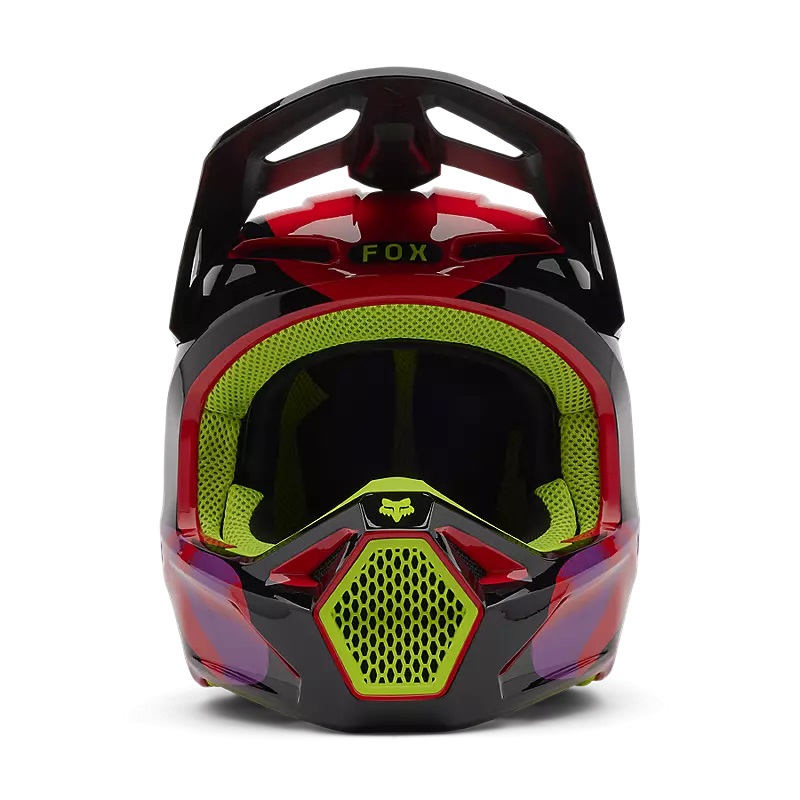 FOX MX-Helm V1 Emotion Fluoreszierendes Rot Gr:M 57/58cm